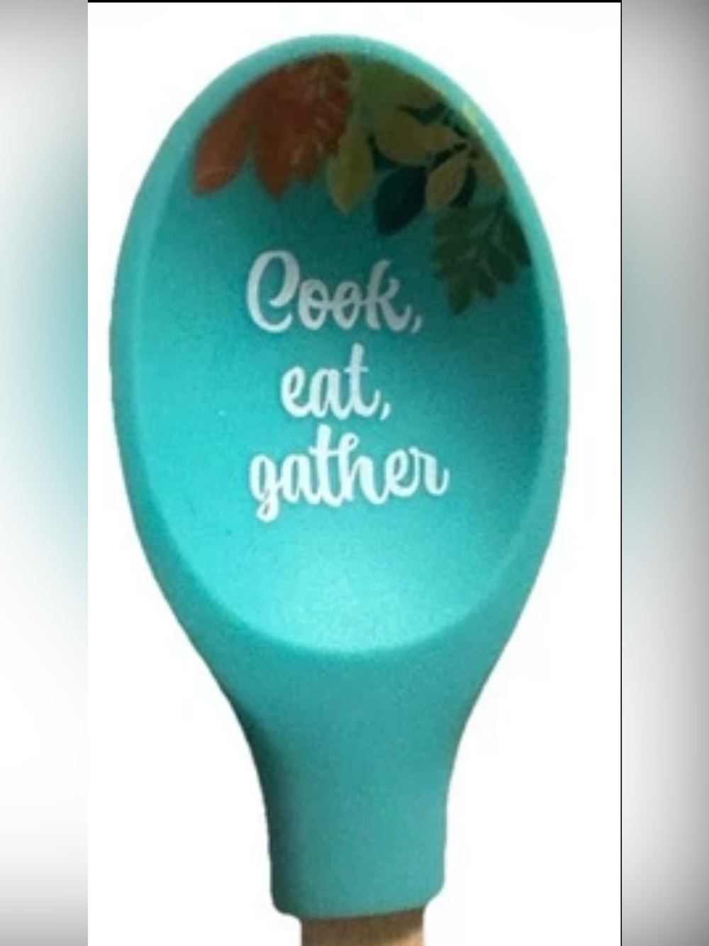 Krumbs Kitchen Farmhouse Holiday Silicone Cooking Spoon w/ Wooden Handle Gather